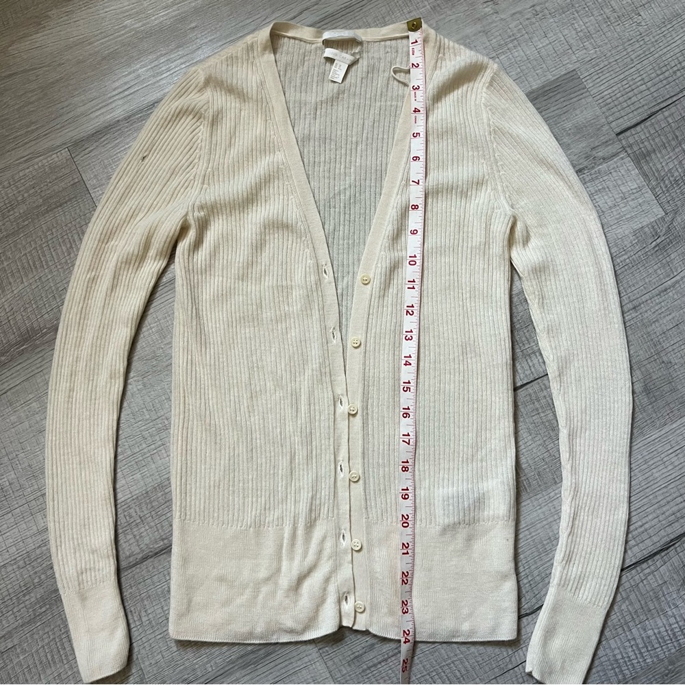 COS Cashmere Cream Ribbed Button-Up Cardigan - Picture 6 of 8